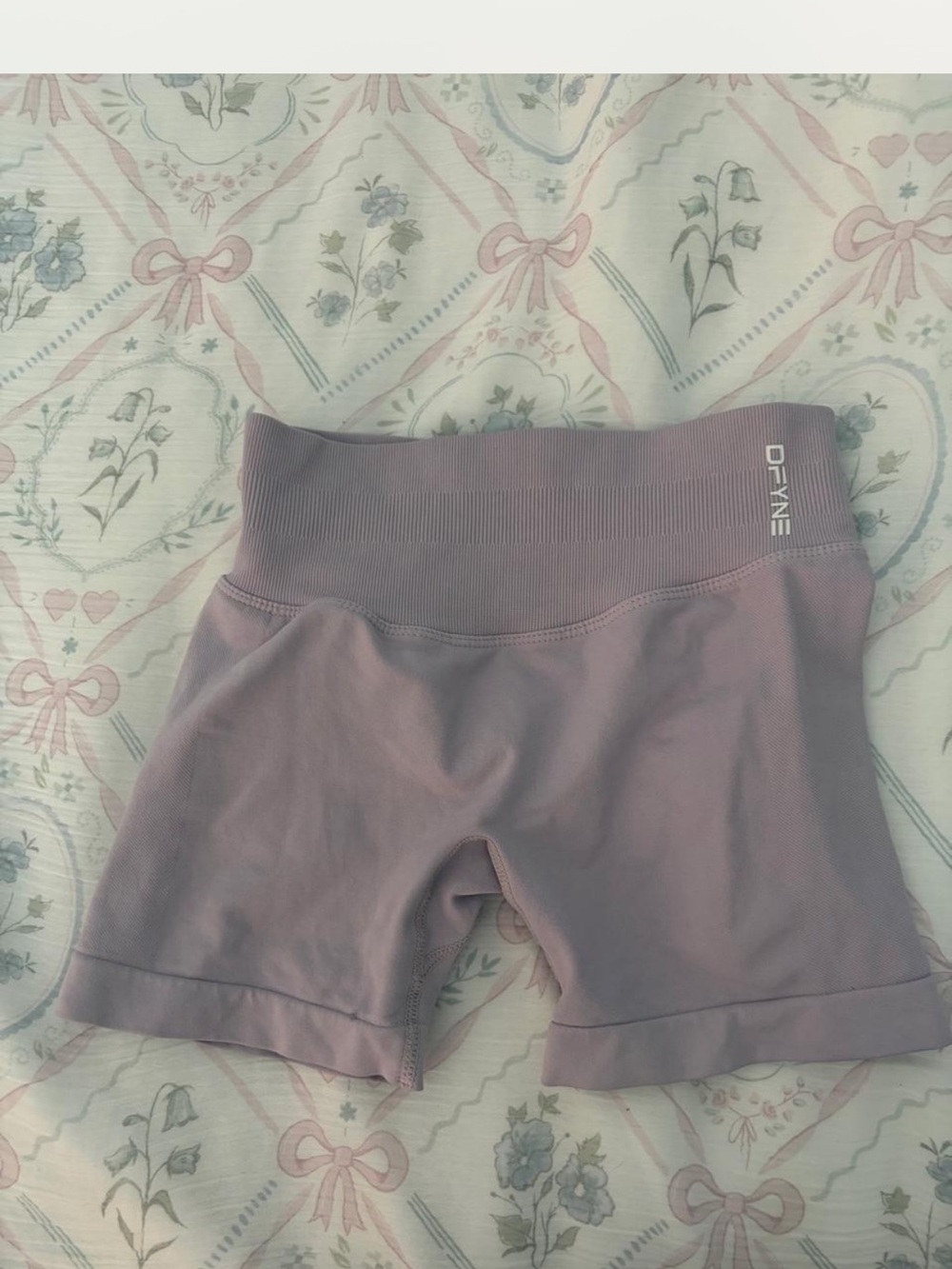 High-Waist Lavender Bike Shorts with Logo Waistband